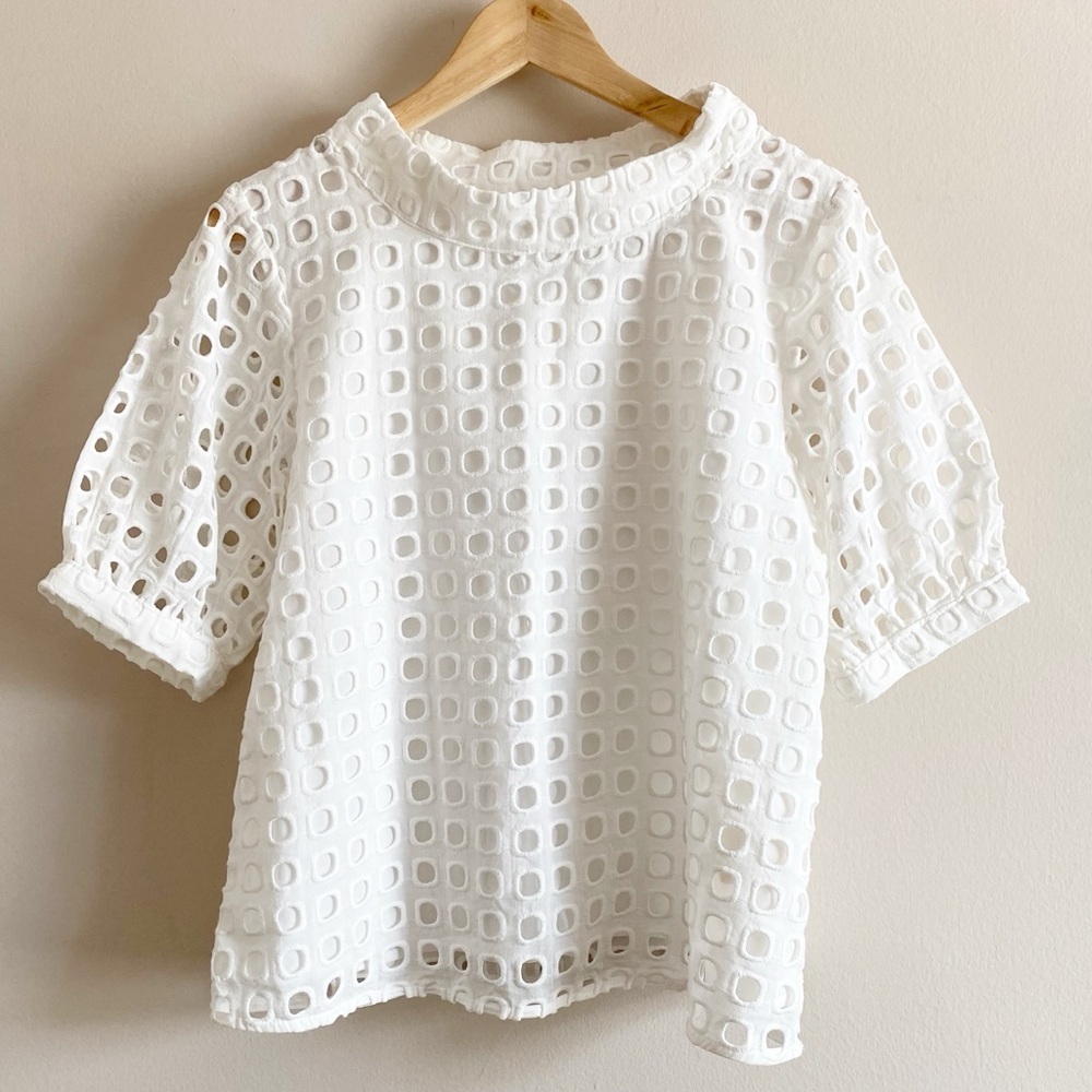 sale | anthropologie | mock neck eyelet top